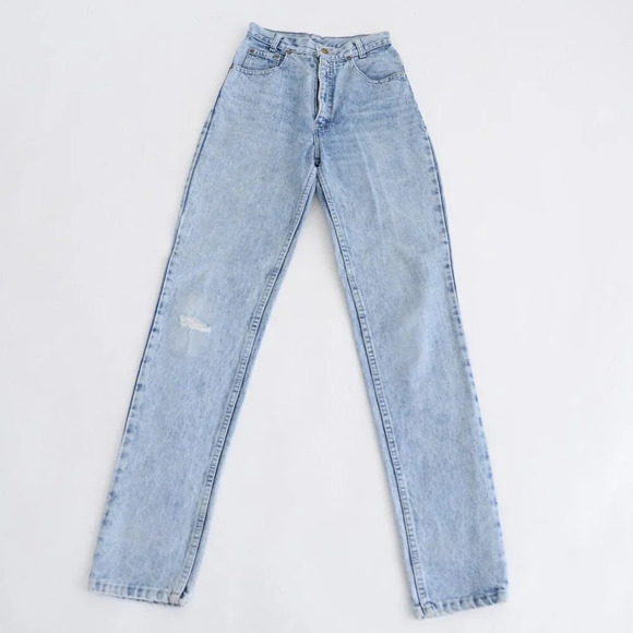 Vintage Silver Acid Wash Straight Leg Jeans Denim - Picture 1 of 14